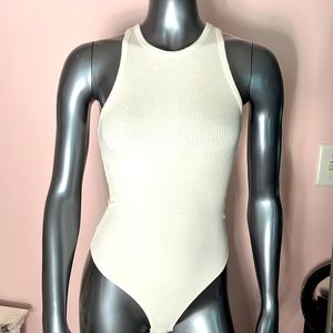 Garage crewneck ribbed stretchy racerback thong crewneck bodysuit